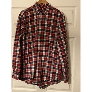 Woolrich original Outdoorwear Men's button up flannel Plaid shirt size L TALL